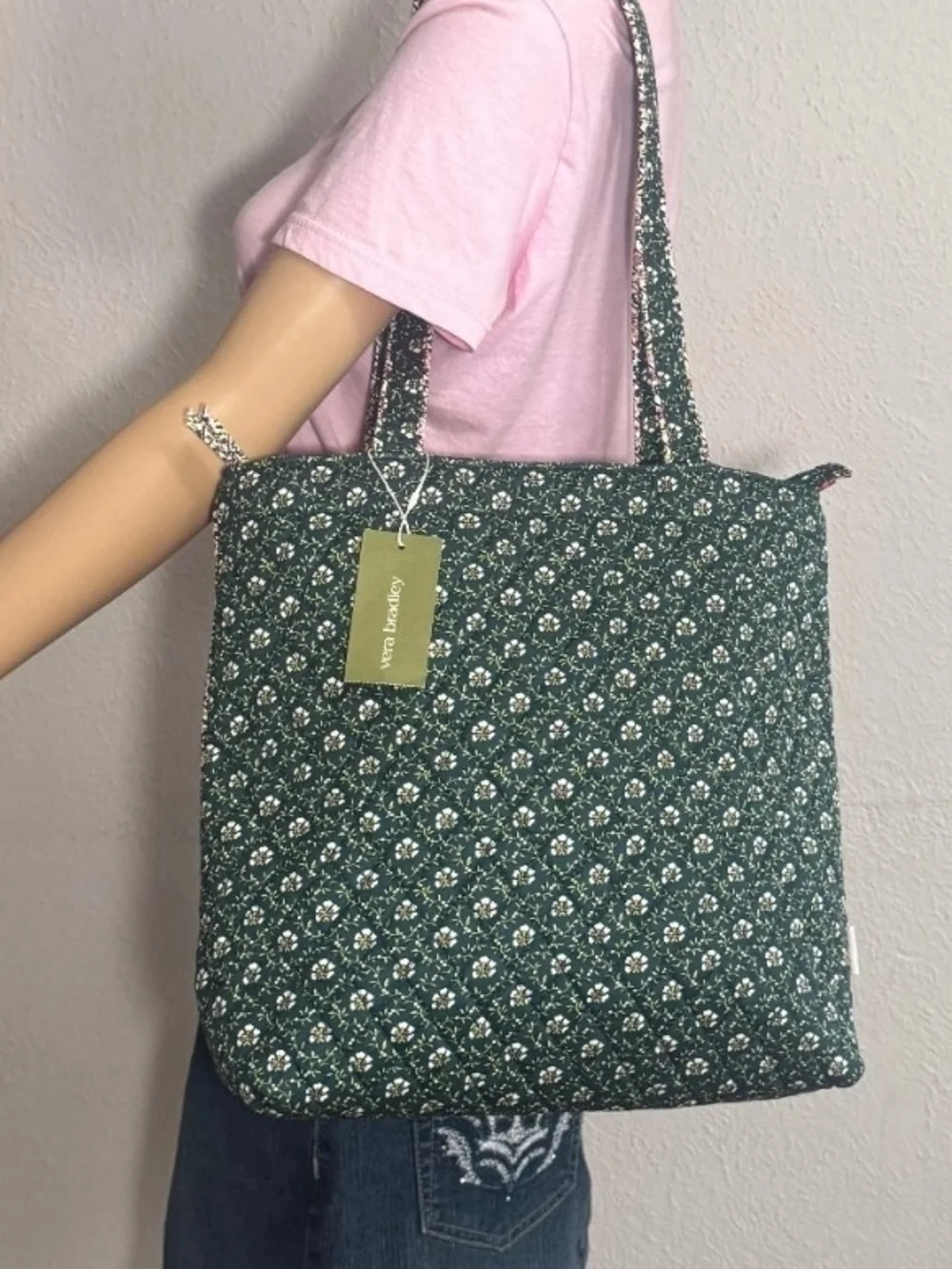 Vera Bradley Small Original Zip Tote in Mistletoe Lattice New With Tags - Green